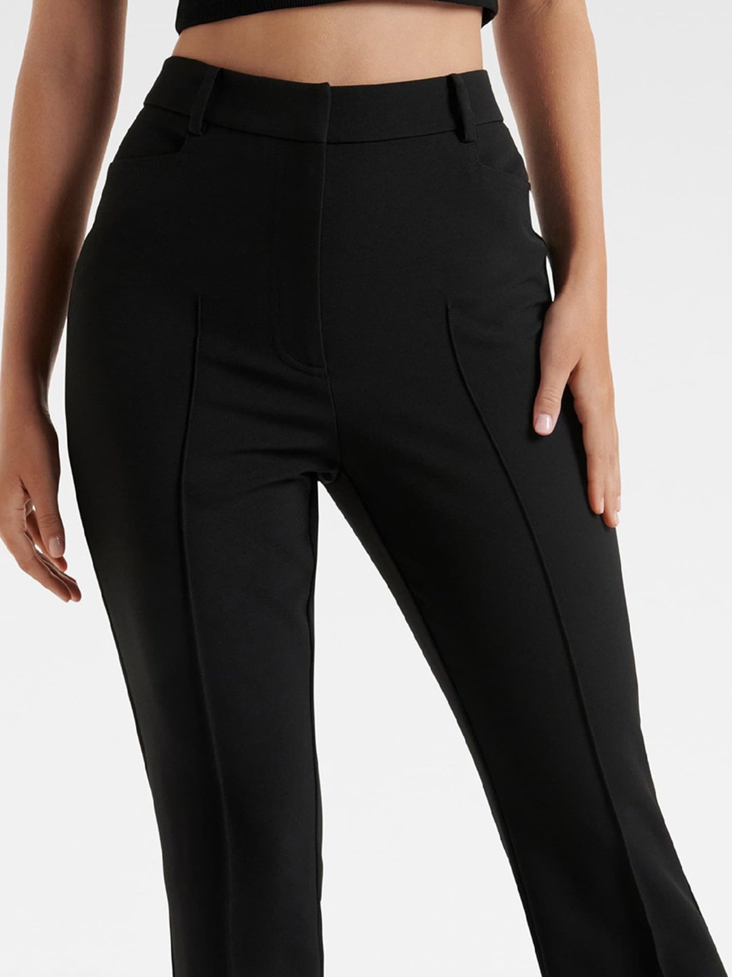 Crozo By Cantabil Black Checks Regular Fit Mid Rise Trousers