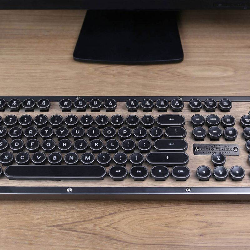 Azio Keyboard MK-RETRO-W-01B-US Bluetooth Retro Classic Mechanical Keyboard Elwood Retail