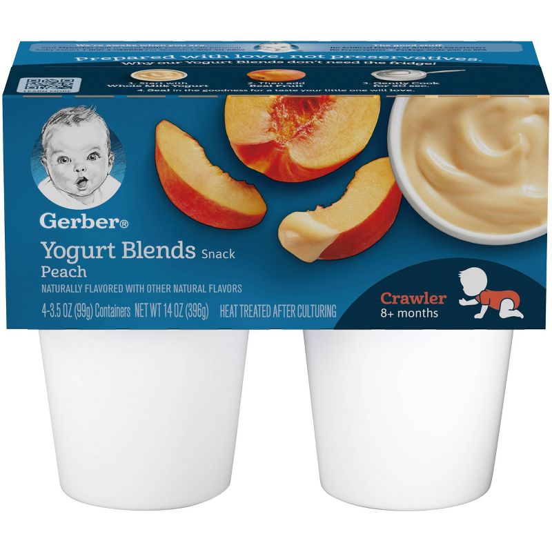 Gerber Crawler 4pk Peach Yogurt Blends - 14oz
