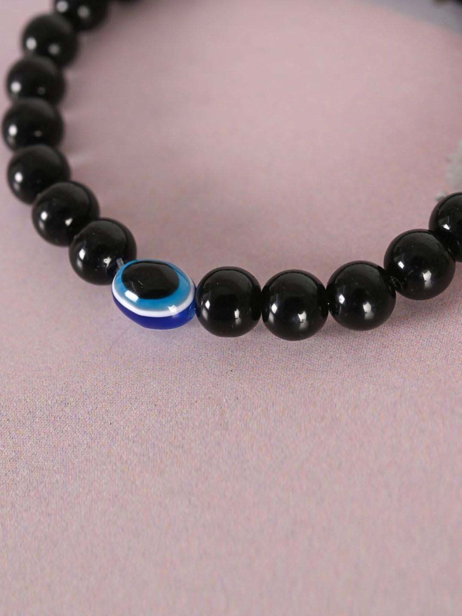 NVR Marble Crystal Beaded Elasticated Bracelet for Unisex