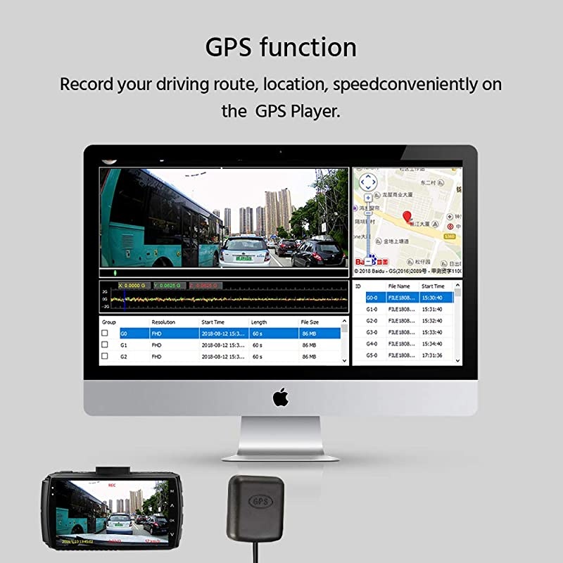 Dash Cam with GPS 1080P FHD Driving Recorder 3 IPS Screen Video Recorder with Night Vision 170&deg; Wide Angle WDR GSensor Loop Recording Motion Detection Parking MonitoringM308