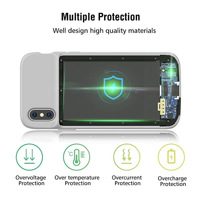 iPhone Xs Max Battery Case, 5000mAh Rechargeable Charging Case for iPhone Xs Max, Portable Protective Charger Case Compatible with iPhone Xs Max(6.5 inch) by  (Pink)