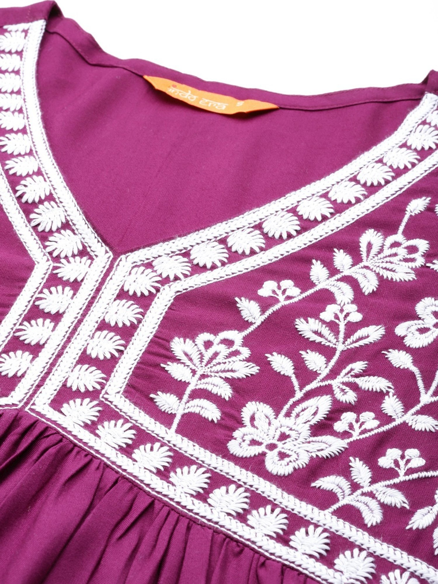 Indo Era Purple Embroidered A-Line Dress