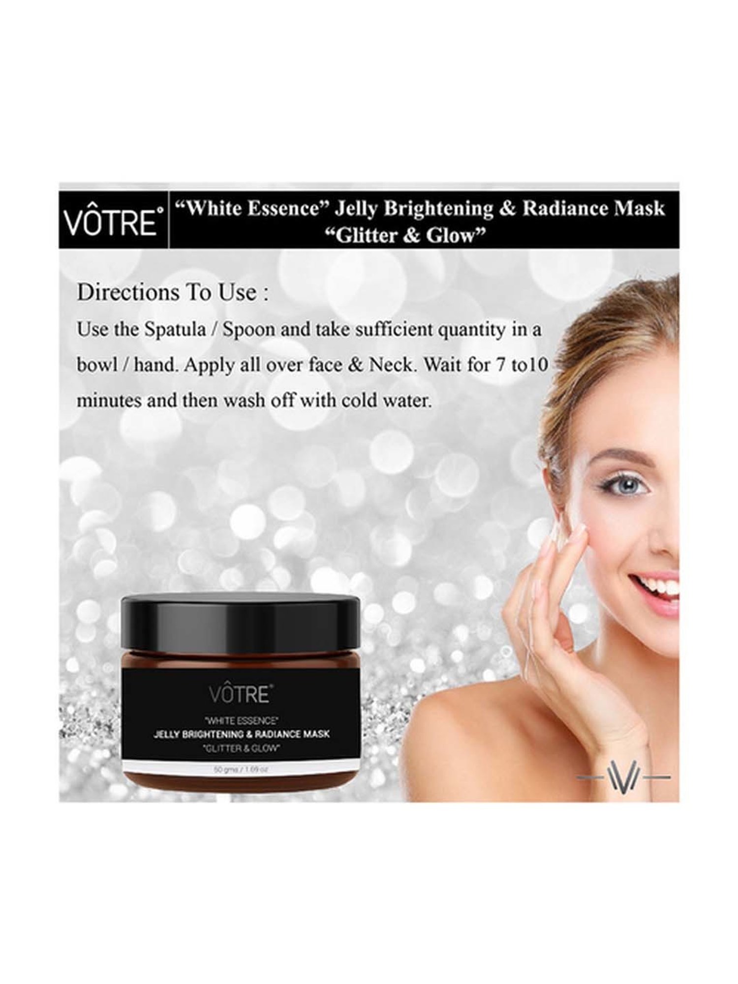 Votre Jelly Brightening & Radiance Mask White Essence Glitter & Glow - 50 gm