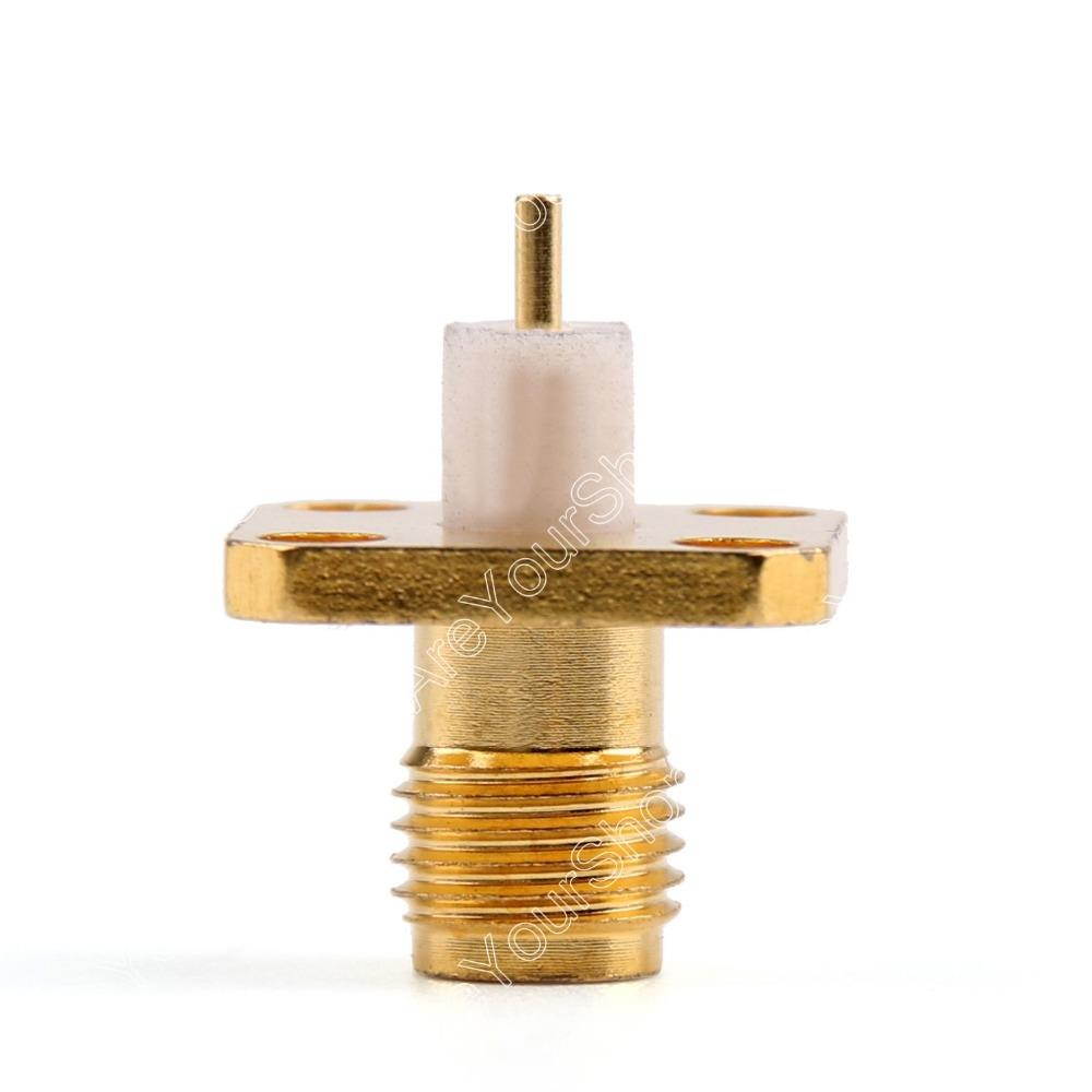 10 pcs Connector RP-SMA Female Plug 4-hole 12.7mm Flange Solder Panel Mount Straight  mi