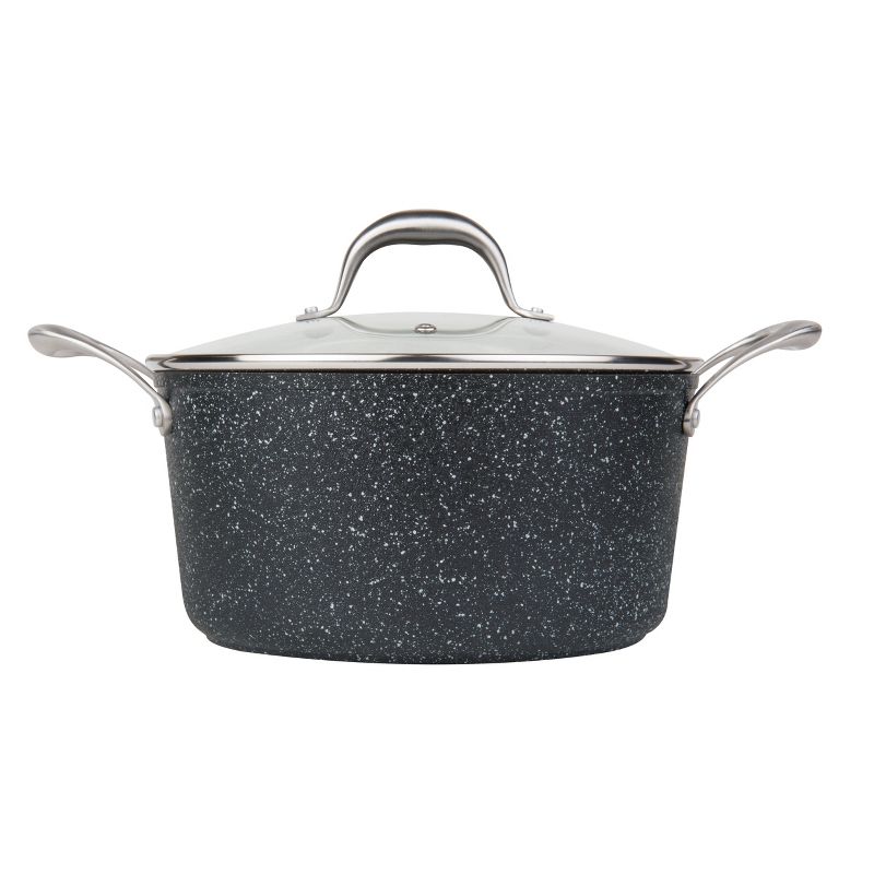 MasterPan 5qt Non-Stick Cast Aluminum Stock Pot with Glass Lid Black