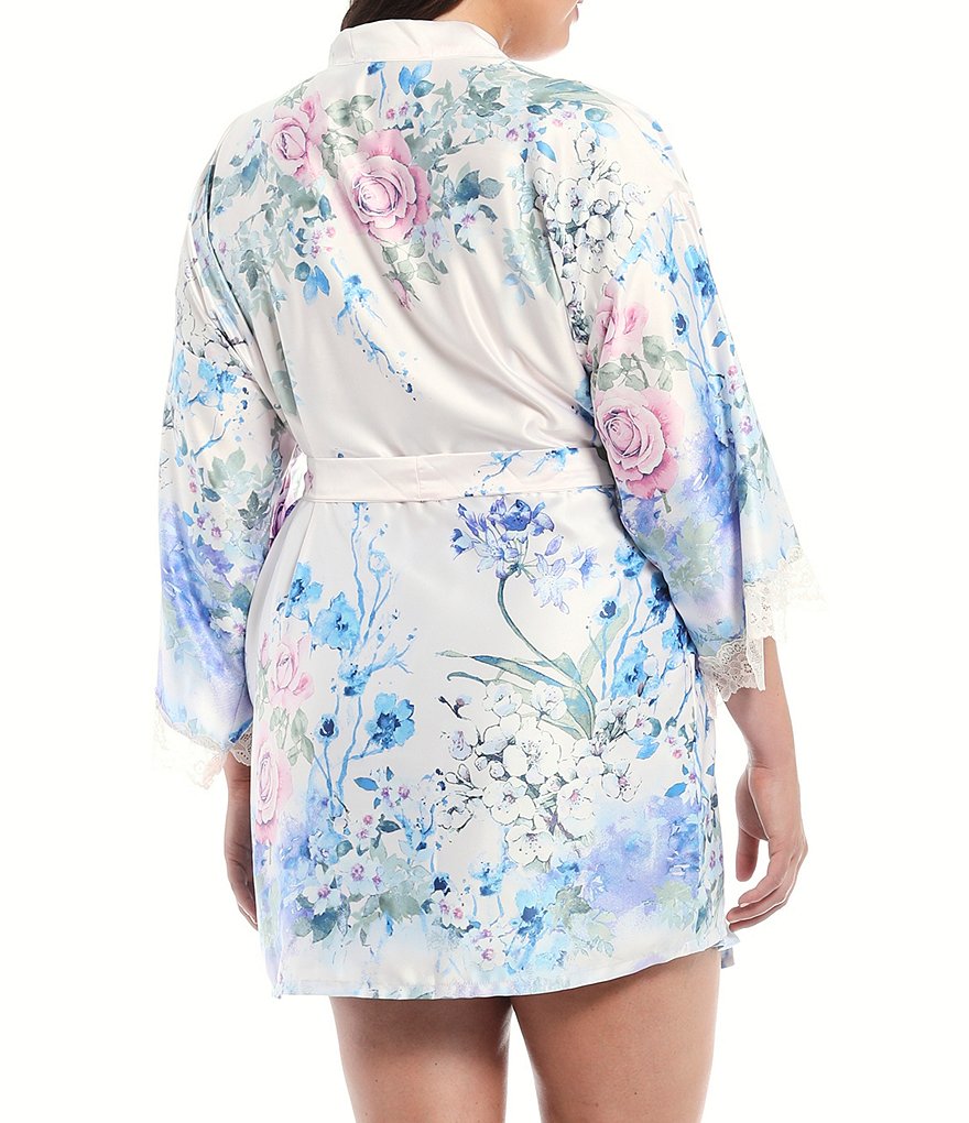 VAN WINKLE CO. Plus Solid Satin Maxi Chemise