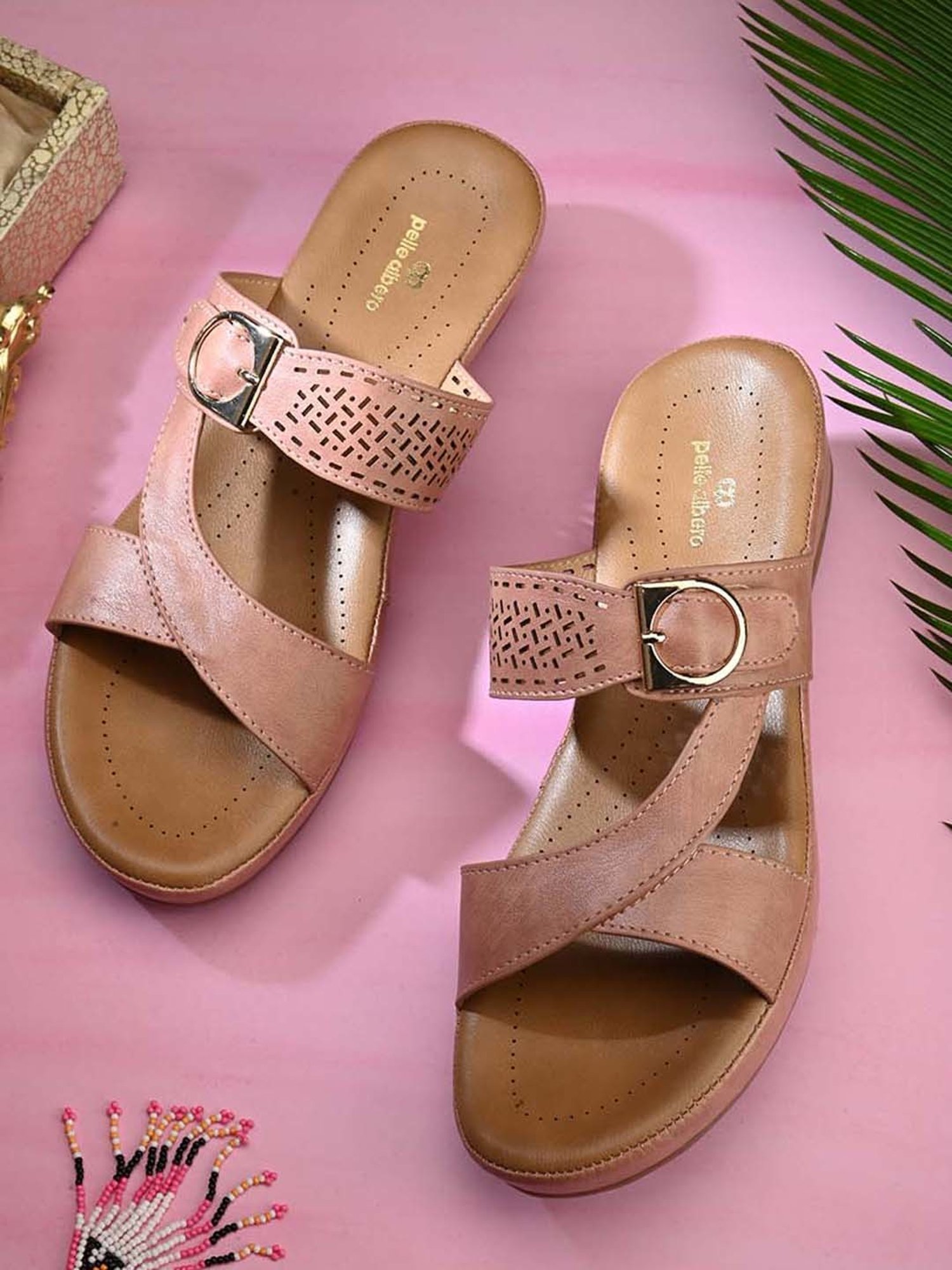 Pelle Albero Women's Peach Casual Wedges