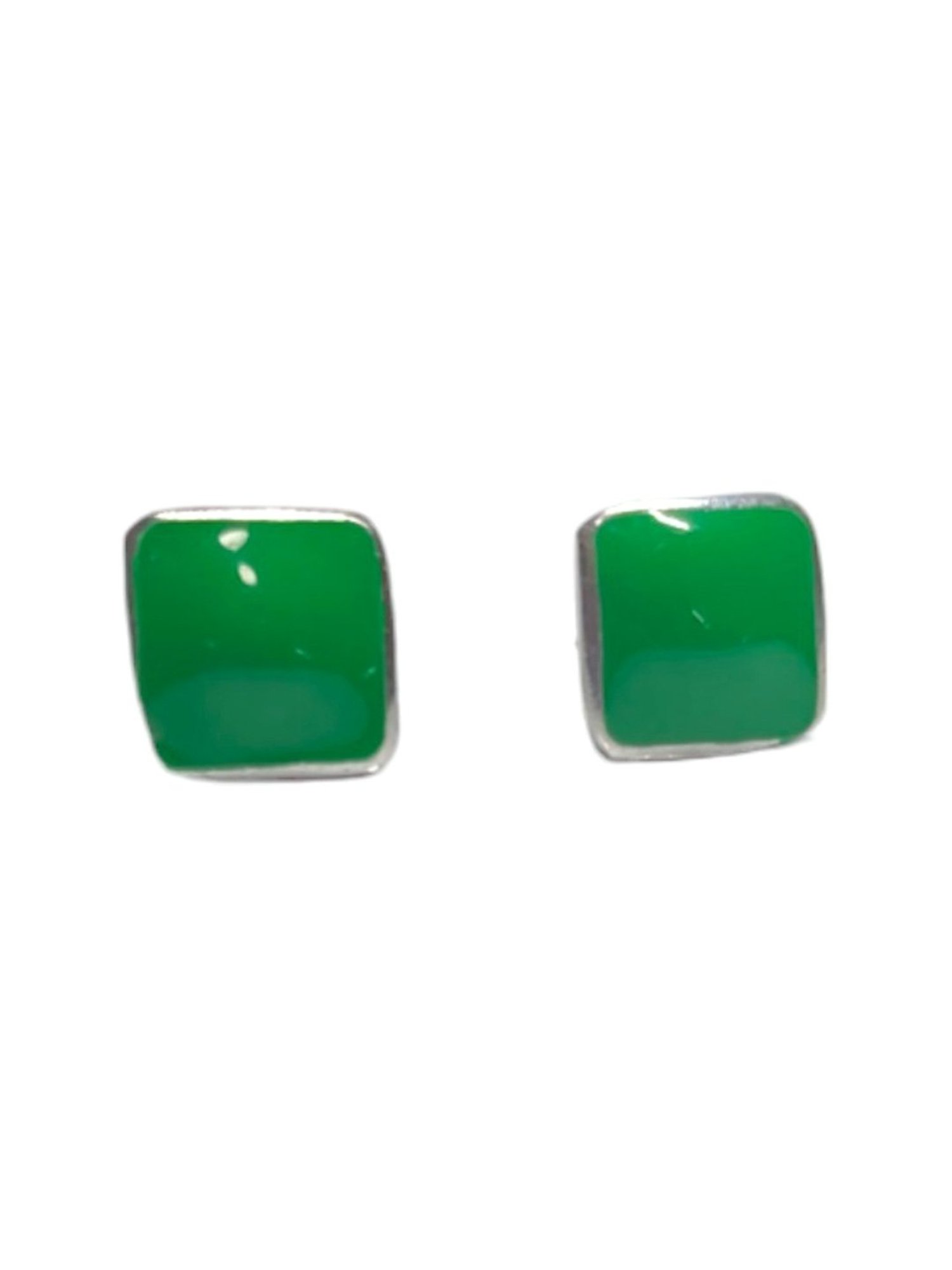 Rihi by P.C. Chandra Jewellers 92.5 Sterling Silver Square Green Stud Earrings for Women & Girls