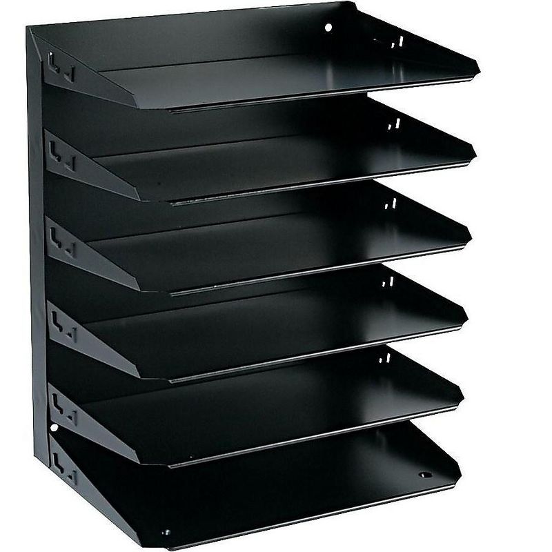 Steelmaster Multi-Tier Horizontal Letter Organizers Six Tier Steel Black 2646HBK