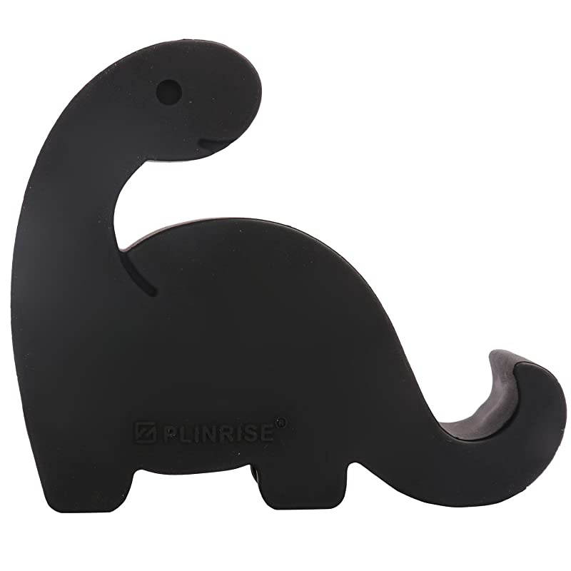 Animal Desk Phone Stand, Update Dinosaur Silicone Office Phone Holder, Creative Phone Tablet Stand Mounts, Size:1.3" X 3.1" X 2.8"(Black)