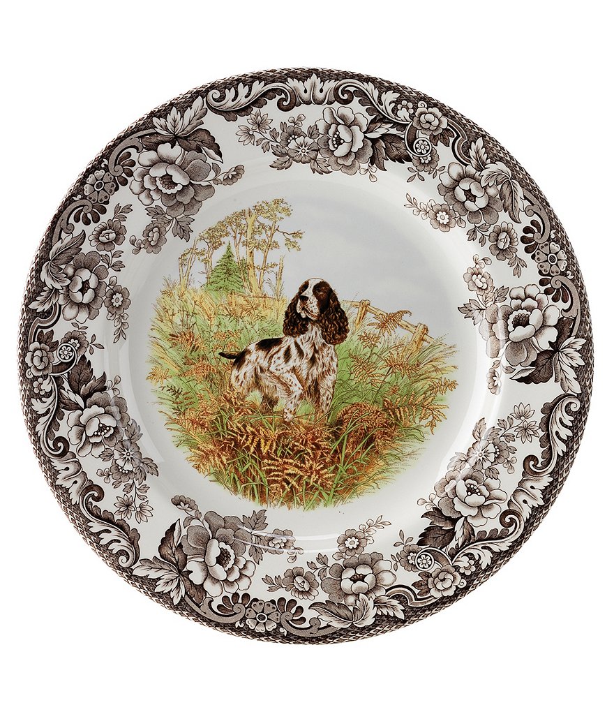 Spode Festive Fall Collection Woodland Hunting Dogs Spaniel Dinner Plate