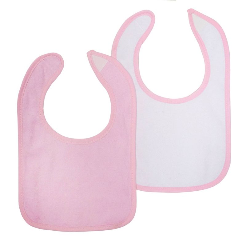 Neat Solutions Solid Pastel/Knit Terry Water-Resistant Lined Bib Set - White - 10pk