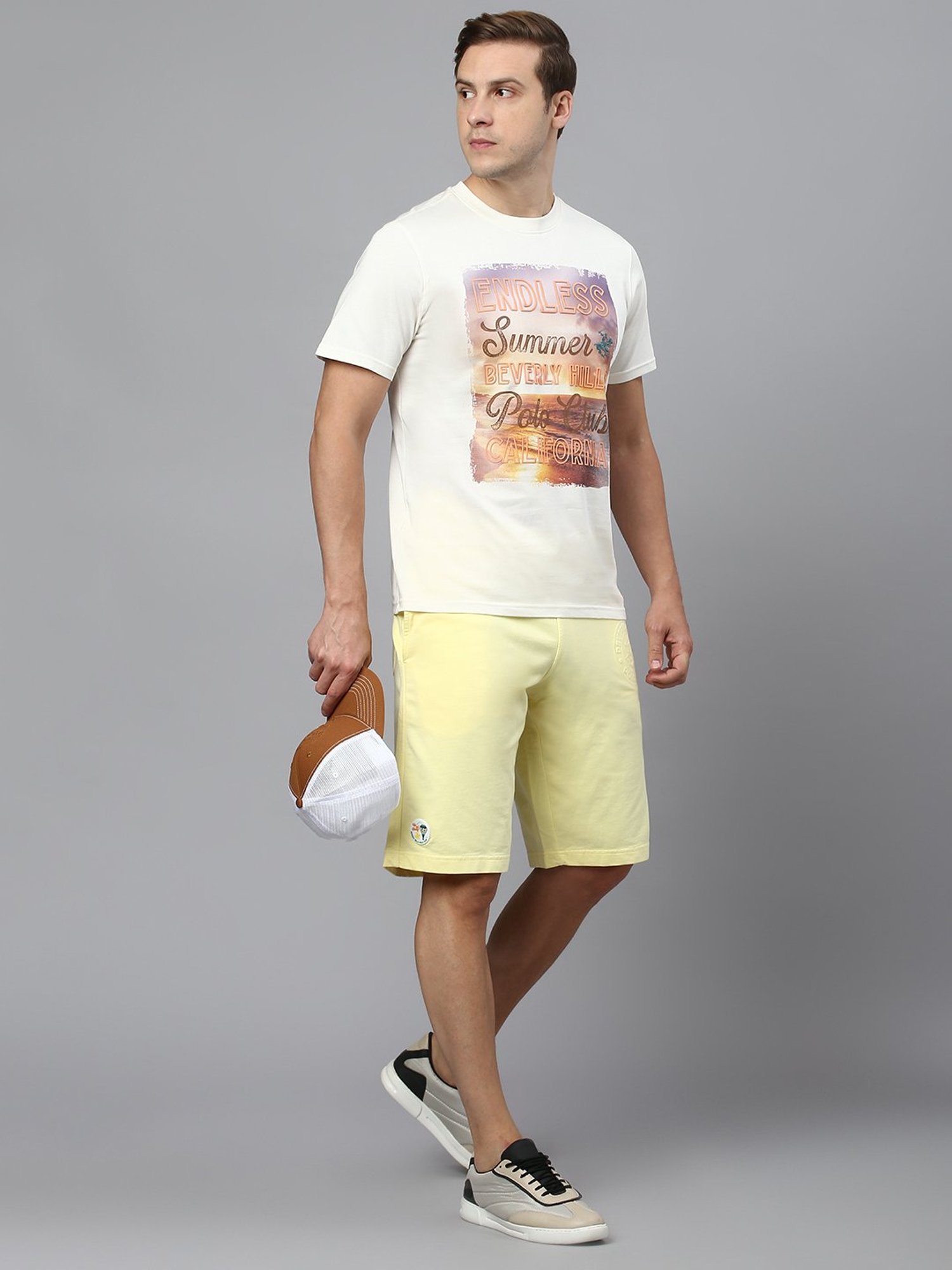 Beverly Hills Polo Club Off White Regular Fit Cotton Crew T-Shirt
