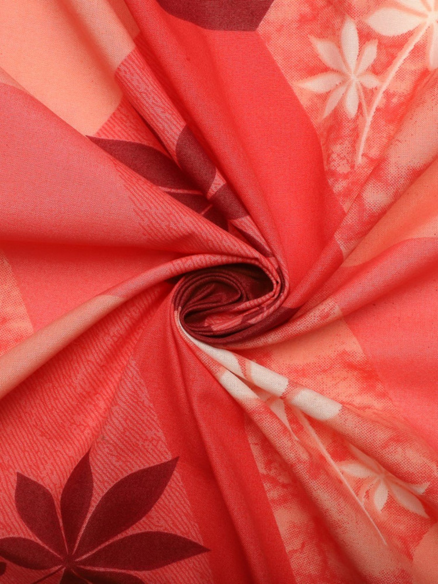 Dhrohar Printed Orange & Brown Cotton 180 TC Double Bedsheet with 2 Pillow covers