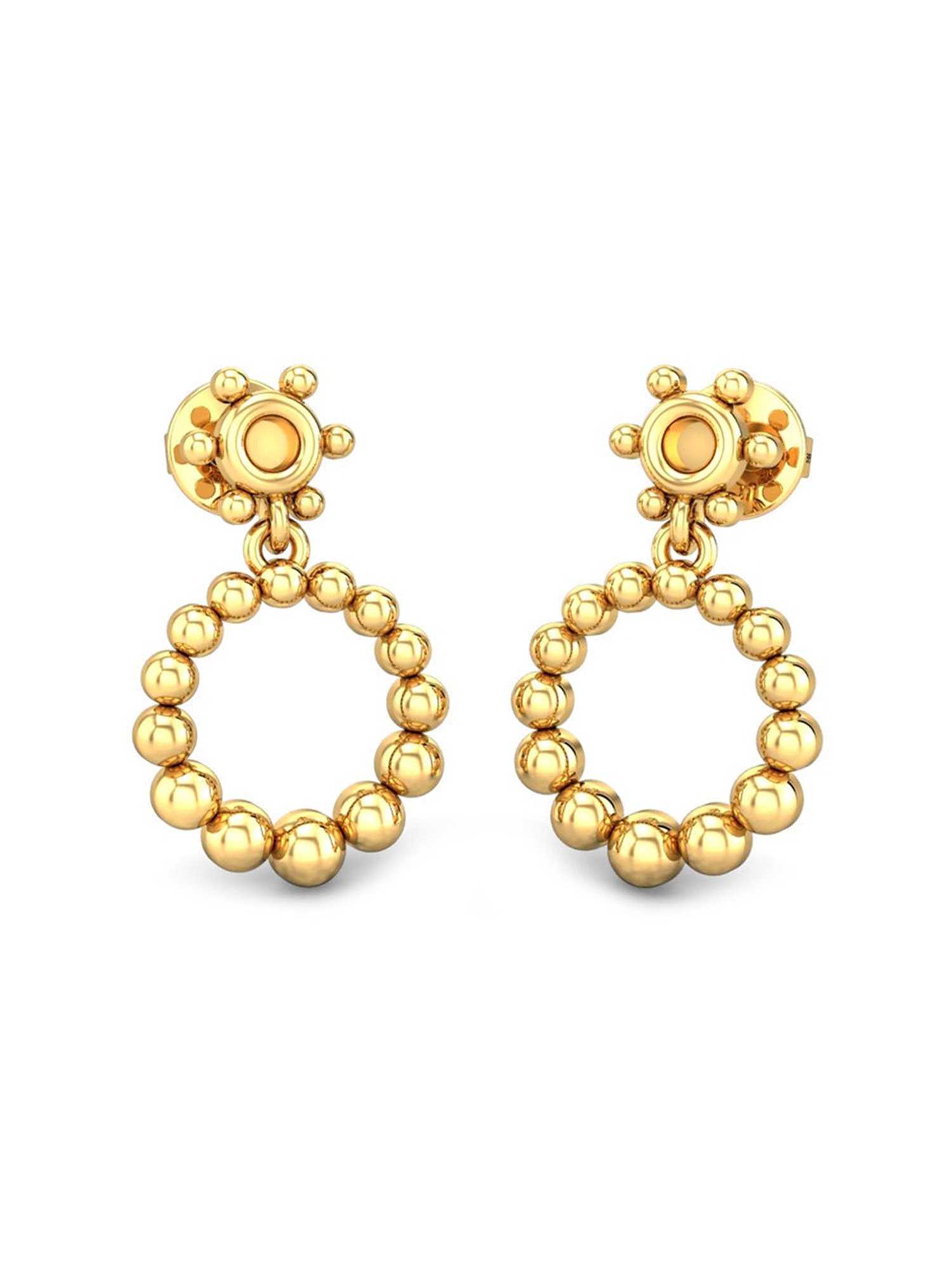Candere by Kalyan Jewellers Peacock Collection 18k Yellow Gold Dangler Earrings for Women