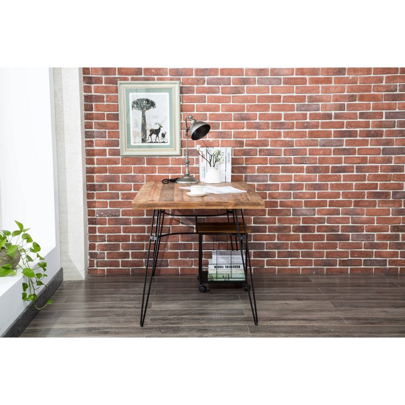 54" Lantana Reclaimed Wood Dining Table/Desk Brown/Black - Summerland Home