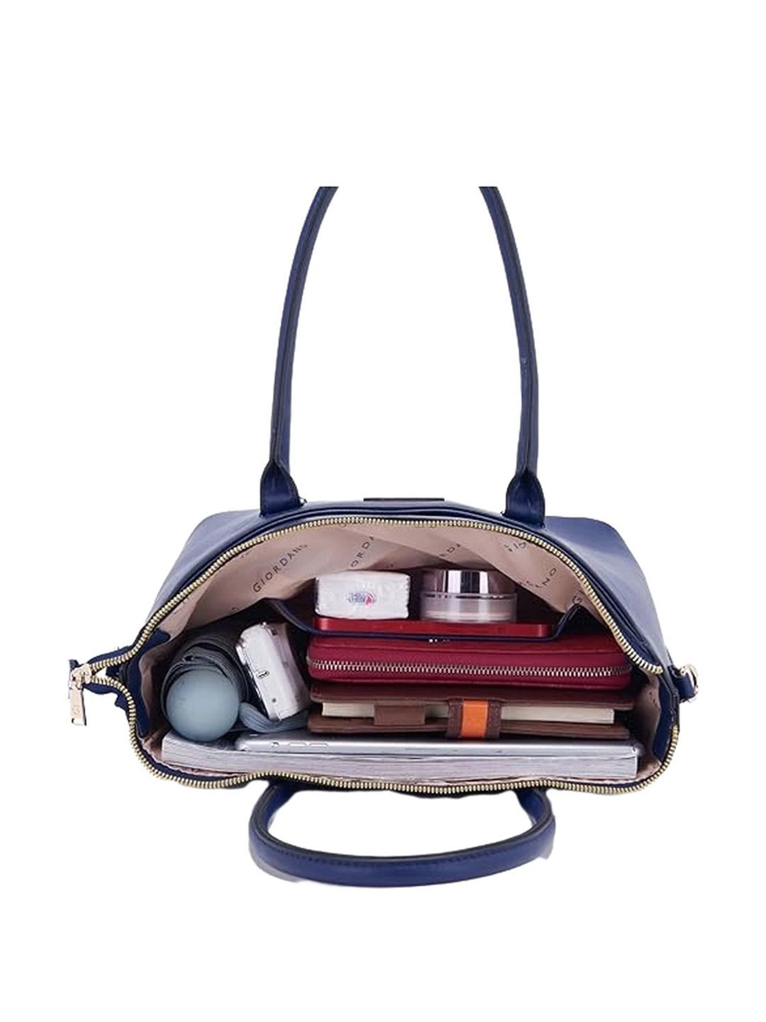 Giordano Navy Blue Solid Medium Tote Handbag