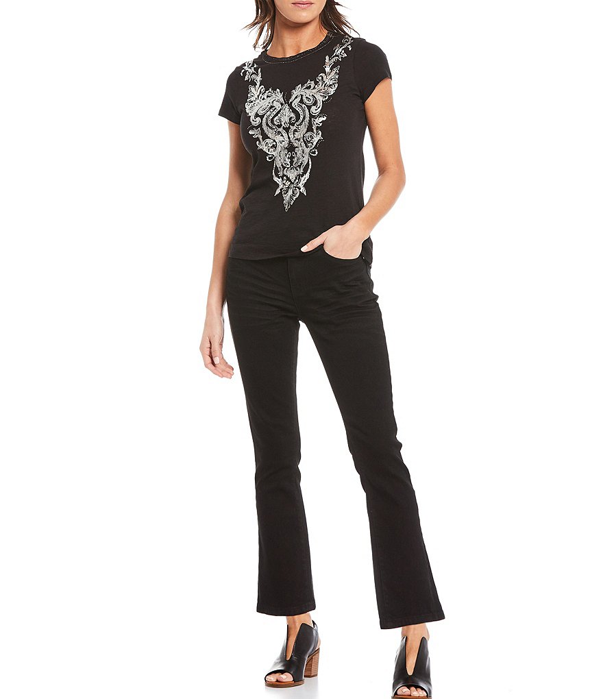 Reba Guiliana Flared Leg Mid Rise Ankle Jeans