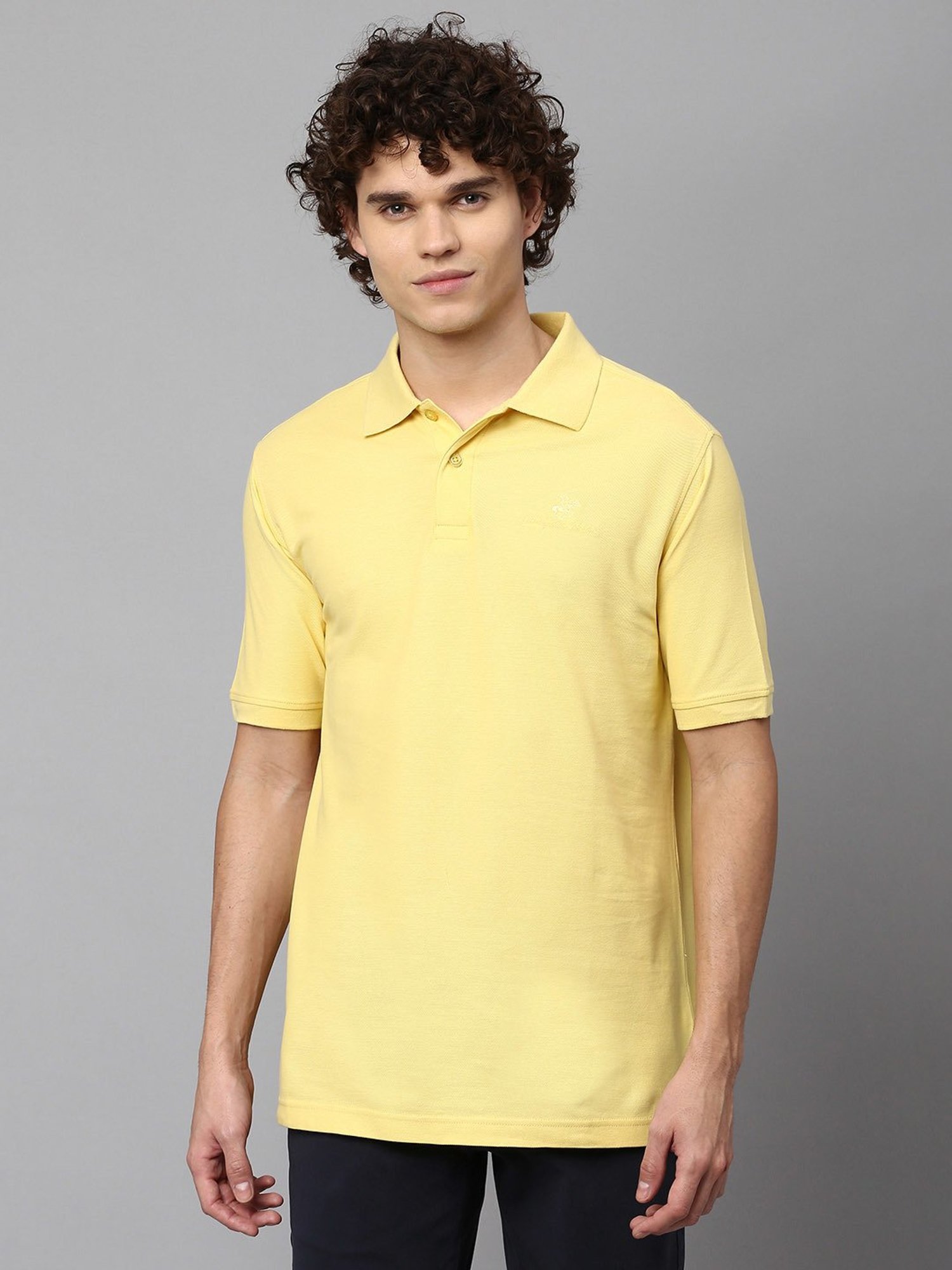 Beverly Hills Polo Club Yellow Classic Fit Cotton Polo T-Shirt