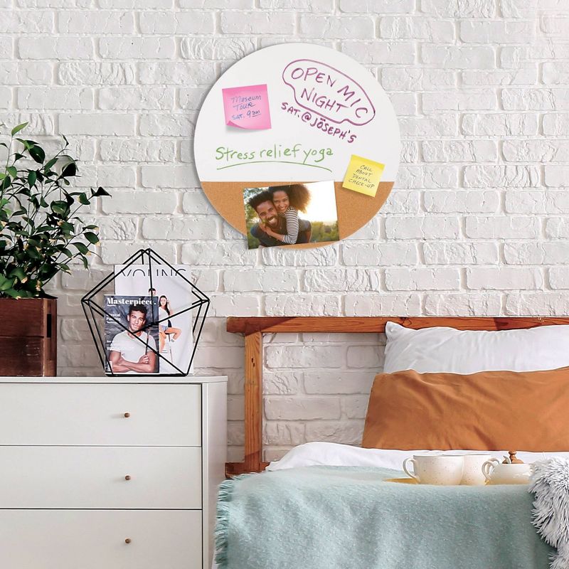 20" x 20" Circle Dry Erase/Cork Combination Board Wall Organizer - Gallery Solutions