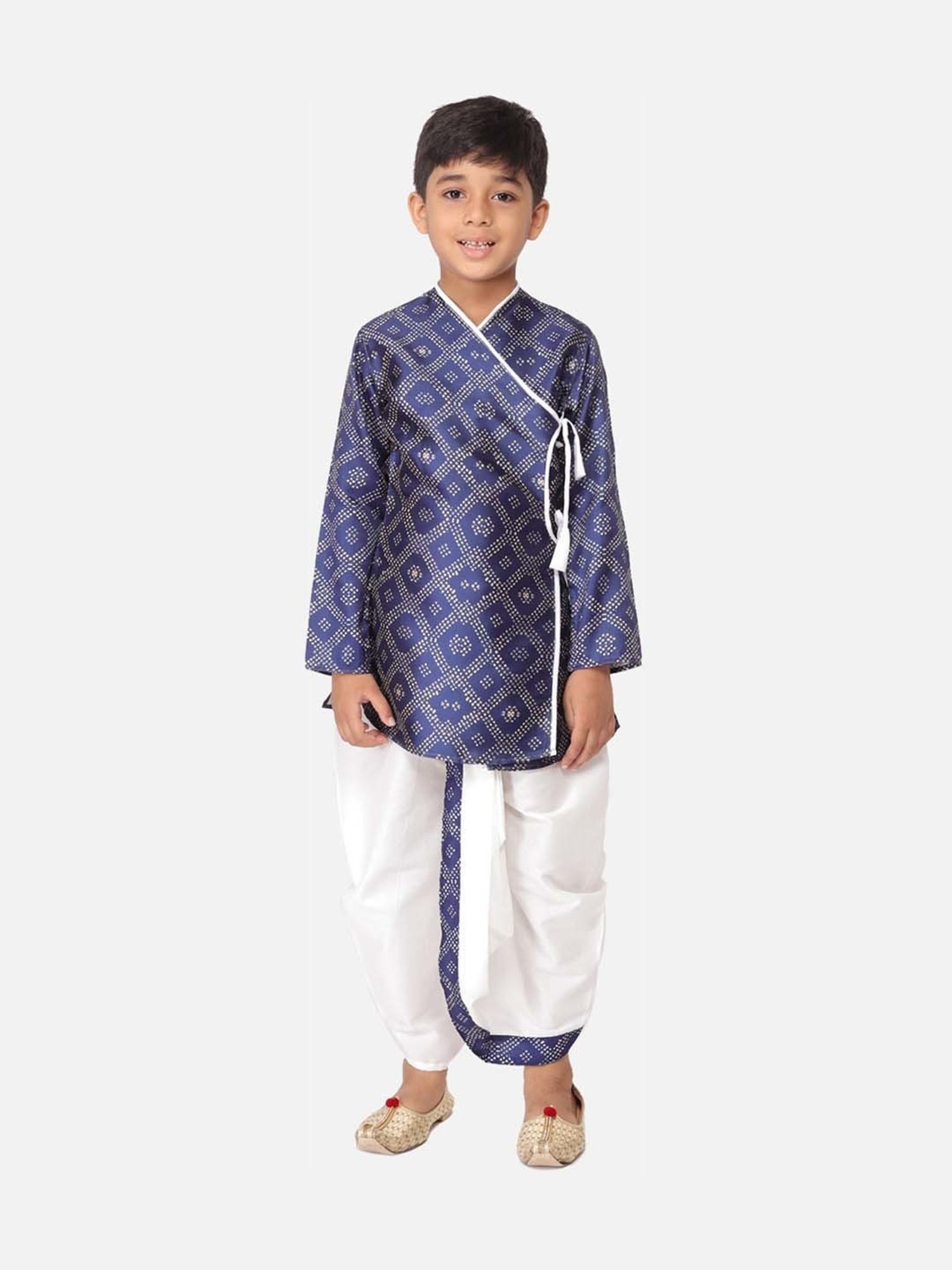 TABARD Kids Blue & White Cotton Printed Kurta Set