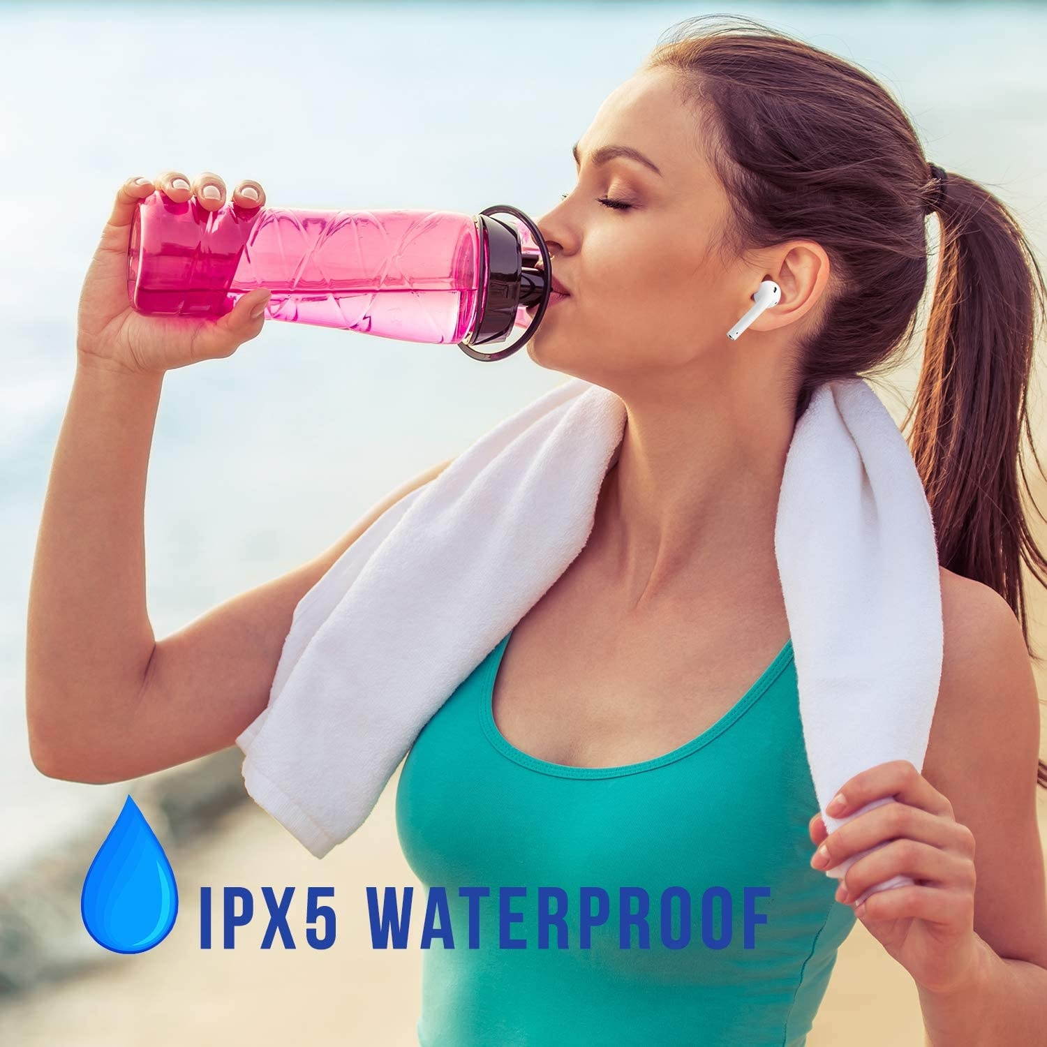 Dartwood True Wireless Earbuds - Portable Splashproof Headphones with Bluetooth Connectivity, Immersive Sound, Mic and Volume Control (White)