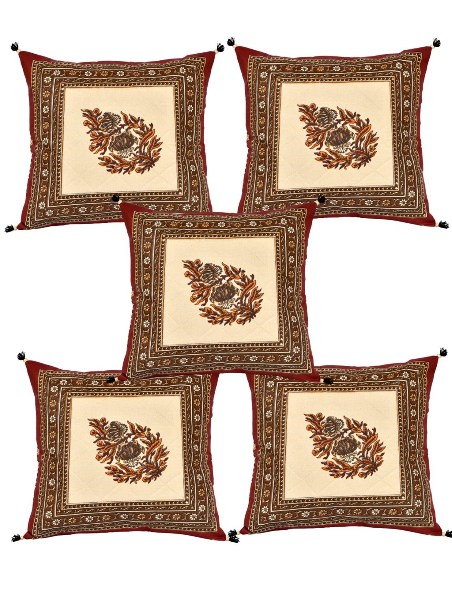 Living Roots Multicolor Cotton Cushion Covers - Set of 5