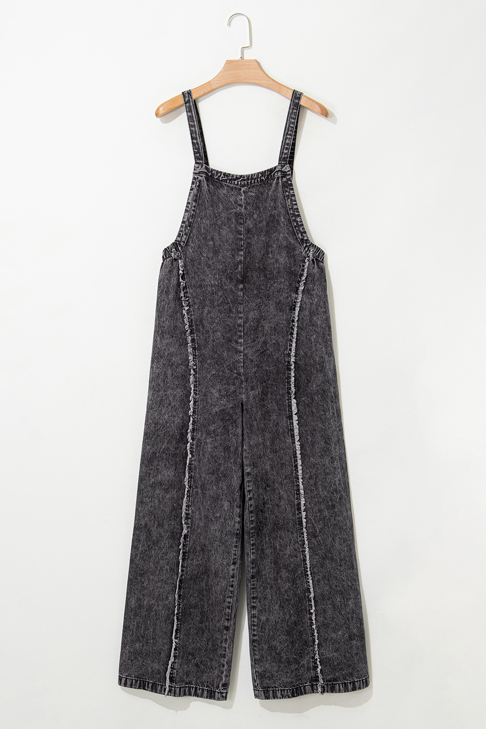 Gray Textured Wide Leg Overall with Pockets