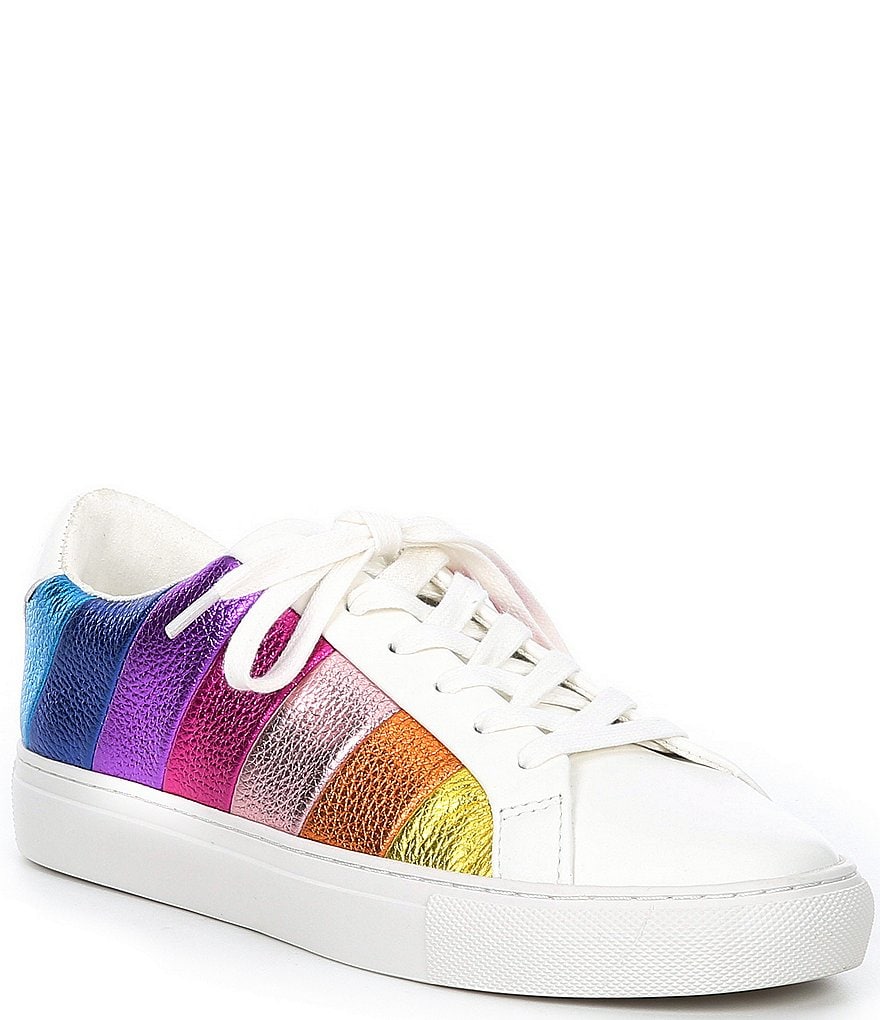 Kurt Geiger London Lane Metallic Rainbow Stripe Lace-Up Sneakers