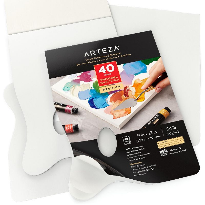 Arteza Disposable Palette Pad, 9"x12", 40 Sheets - 2 Pack (ARTZ-2875)