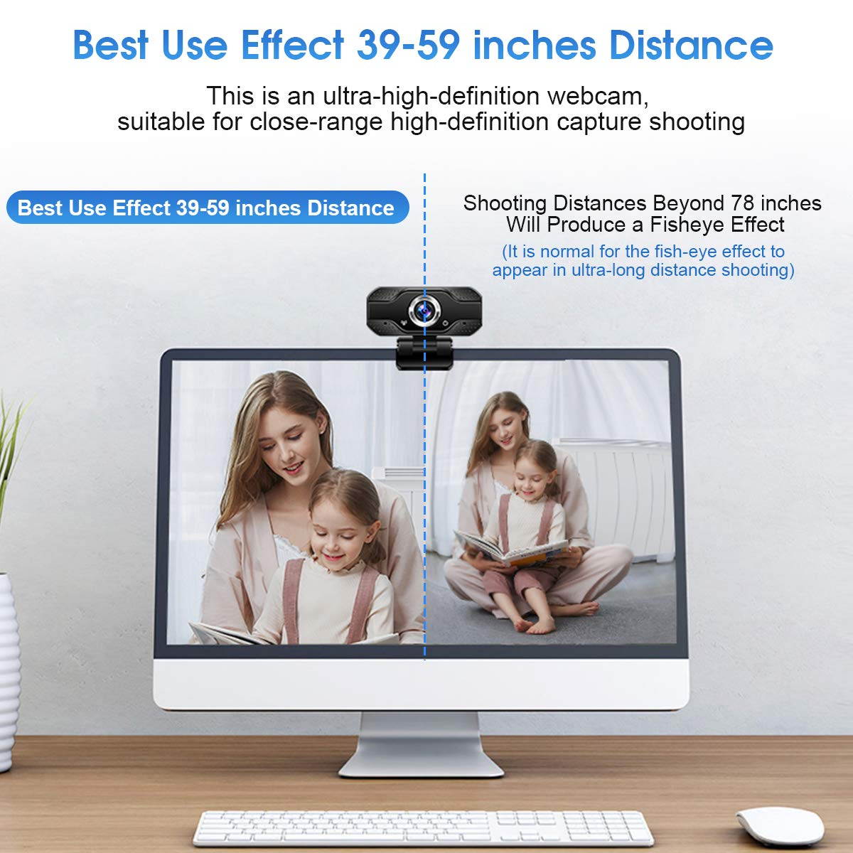 Hannord Video Calling Recording Conferencing Live Class Webcam,1080P Full HD Webcam USB Desktop & Laptop Webcam Live Streaming Webcam with Microphone Widescreen HD Video Webcam
