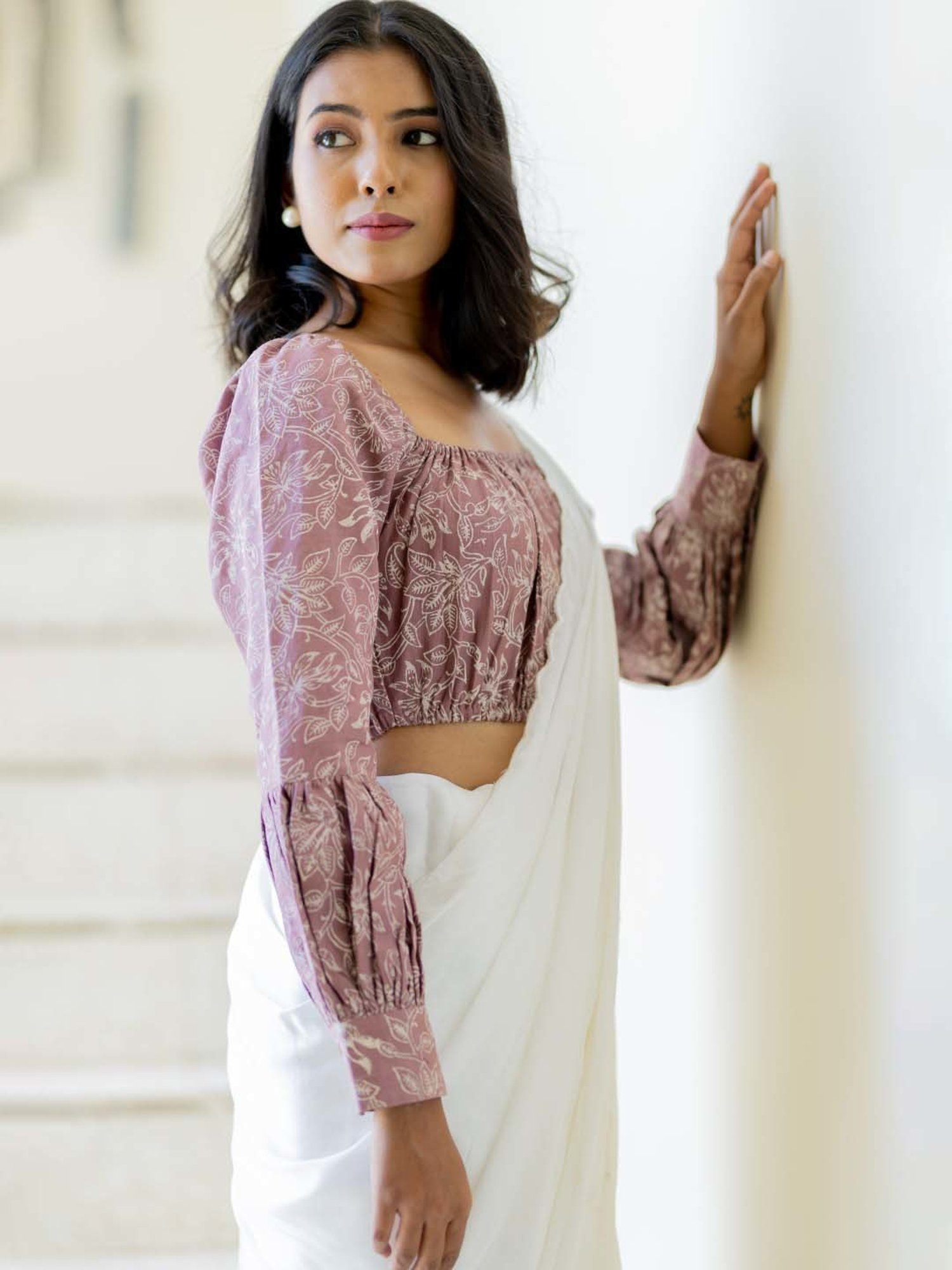 Anousshka Wood Rose Block Printed Crop Top