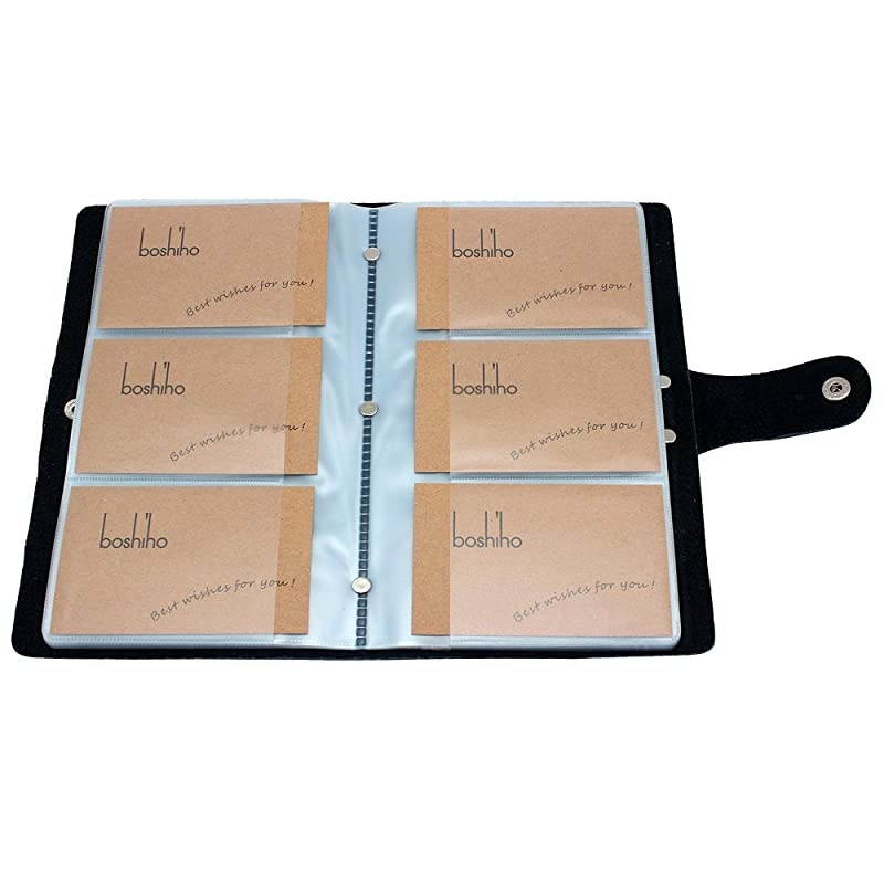 Leather Credit Card Holder Business ID Card Case Book Style 90 Count Name Card Holder Book Black