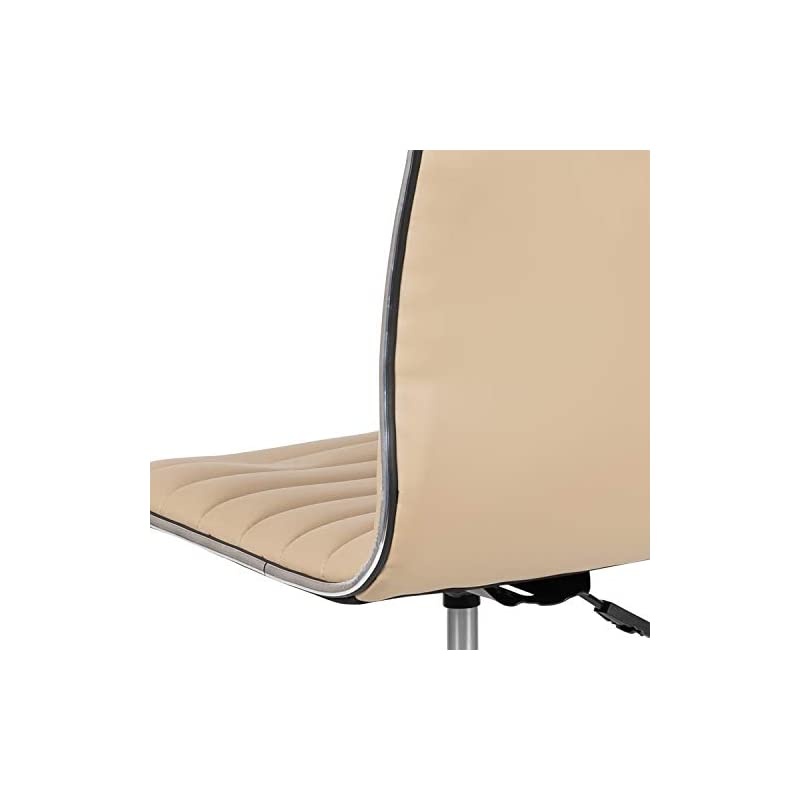 Low Back Designer Armless Tan Ribbed Swivel Task Office Chair