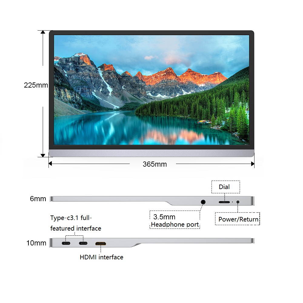 Portable monitor HD eye protection PS4 Switch xbox mobile phone computer notebook external expansion screen metal version 15.6-inch HDR+1080P non-touch+holster