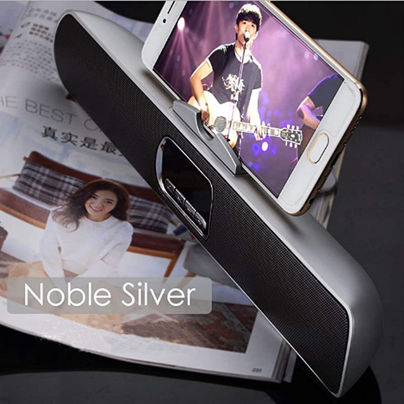 Ultra Portable Wireles Rechargeable Handsfree Bracket Bluetooth Speaker Stereo System Phone Holder Mount Stand for Android Smartphones and Tablets iPad iPhone 5S 6 6S 7 8 Plus X (Black)