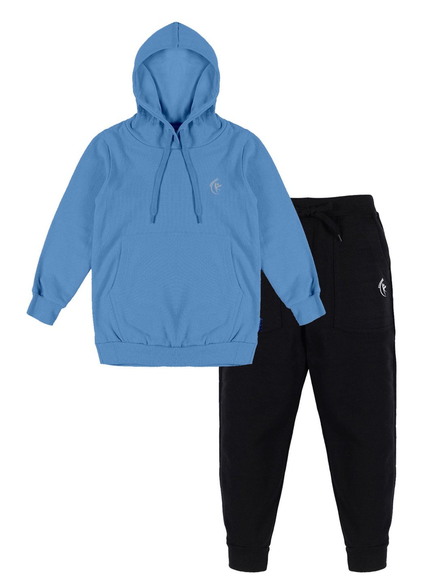 Kiddopanti Kids Blue & Black Solid Full Sleeves Sweatshirt with Trackpants