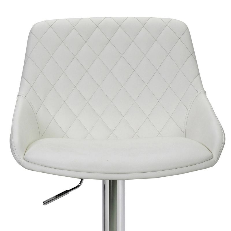 Anibal Contemporary Adjustable Barstool Chrome/White - Armen Living