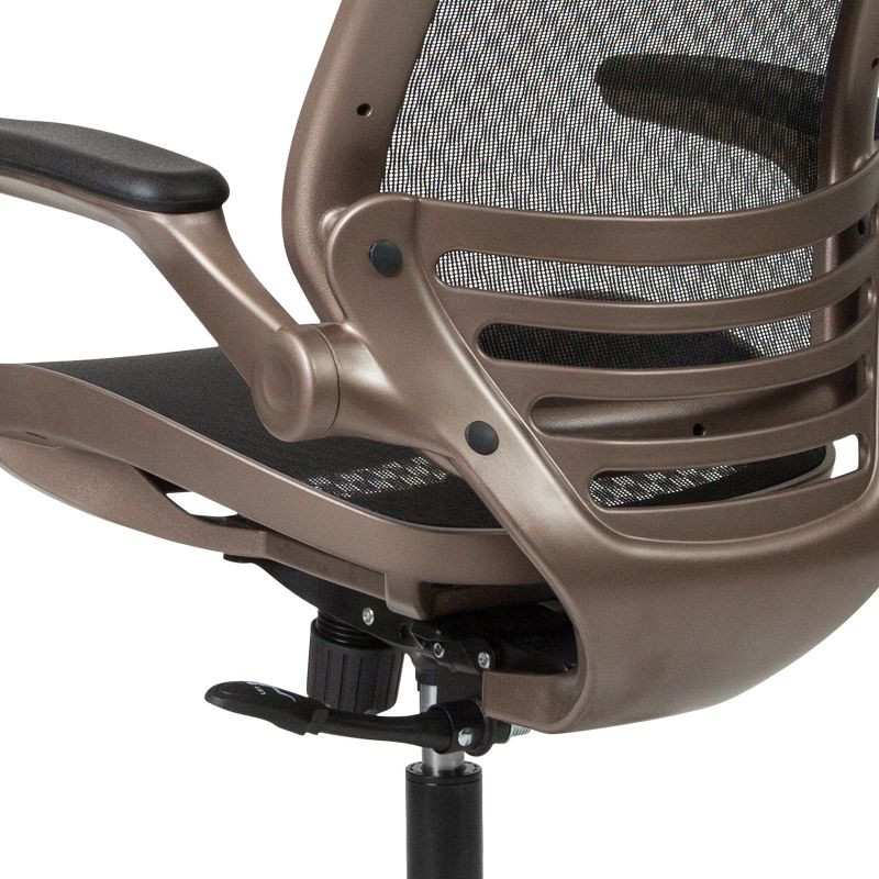 Mesh Sled Base Side Reception Chair with Flip Up Arms Black - Riverstone Furniture