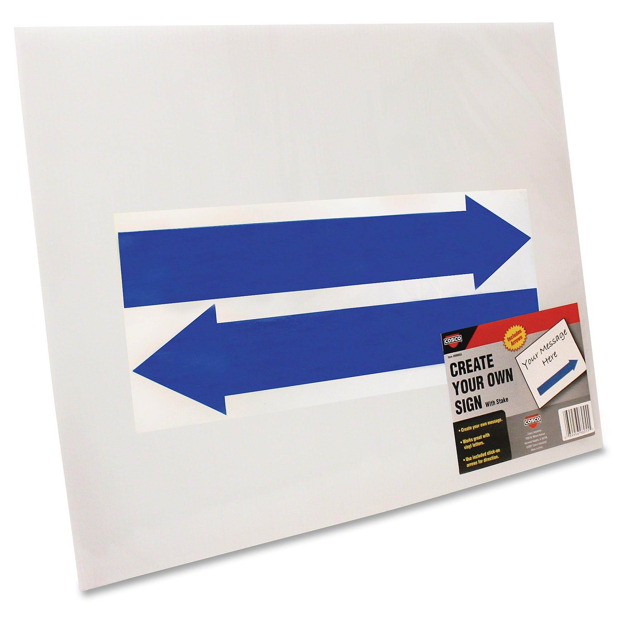 COSCO 098055 Stake Sign, Blank White, Includes Directional Arrows, 15 x 19