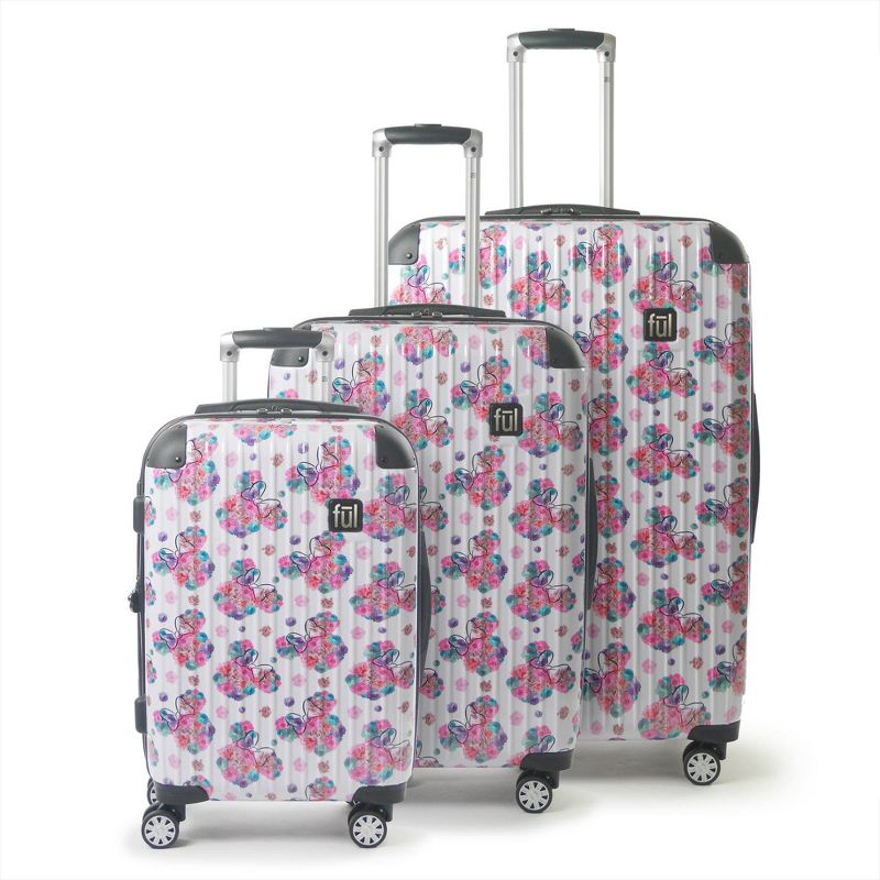 FUL Disney Minnie Mouse 3pc Hardside Rolling Luggage Set - Floral