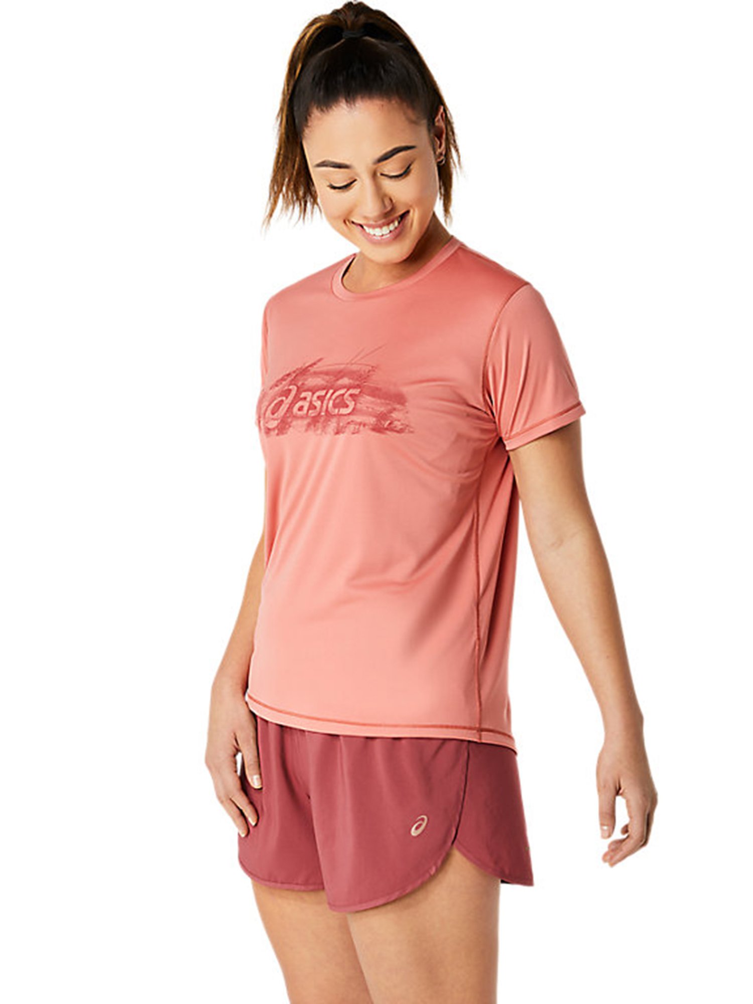 Asics Nagino Graphic Run SS Red Printed T-Shirt