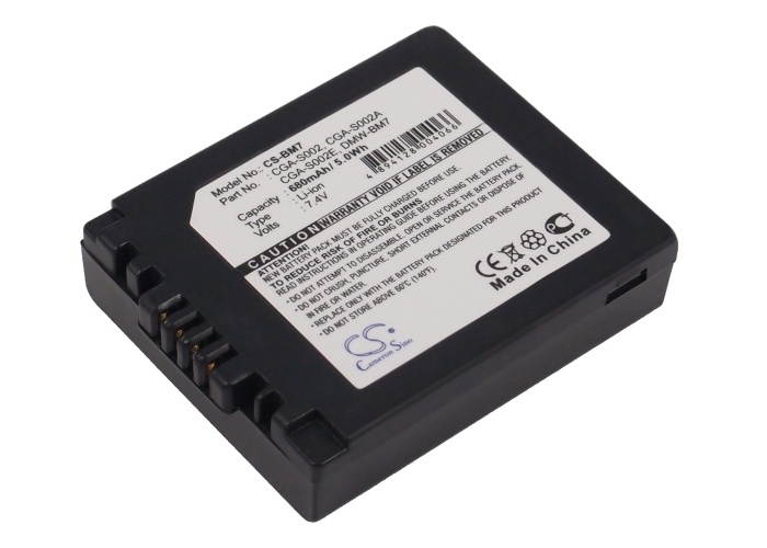 Battery Replacement for Panasonic DMC-FZ3PP DMC-FZ5EG DMC-FZ15P DMC-FZ5EG-S DMC-FZ20BB DMC-FZ4 DMC-FZ2PP DMC-FZ20K CGA-S002A CGA-S002E/1B CGA-S002E CGA-S002 CGR-S002E CGR-S002 CGA-S002A/1B DMW-BM7