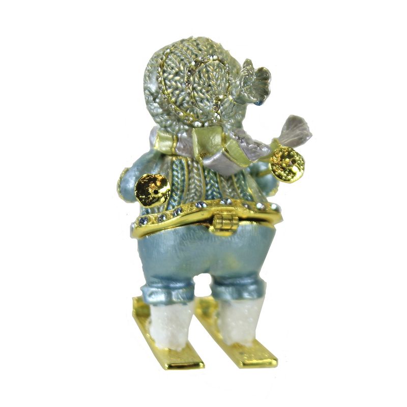 Hinged Trinket Box 2.75" Skiing Snowman Box Christmas Magnetic  -  Decorative Figurines