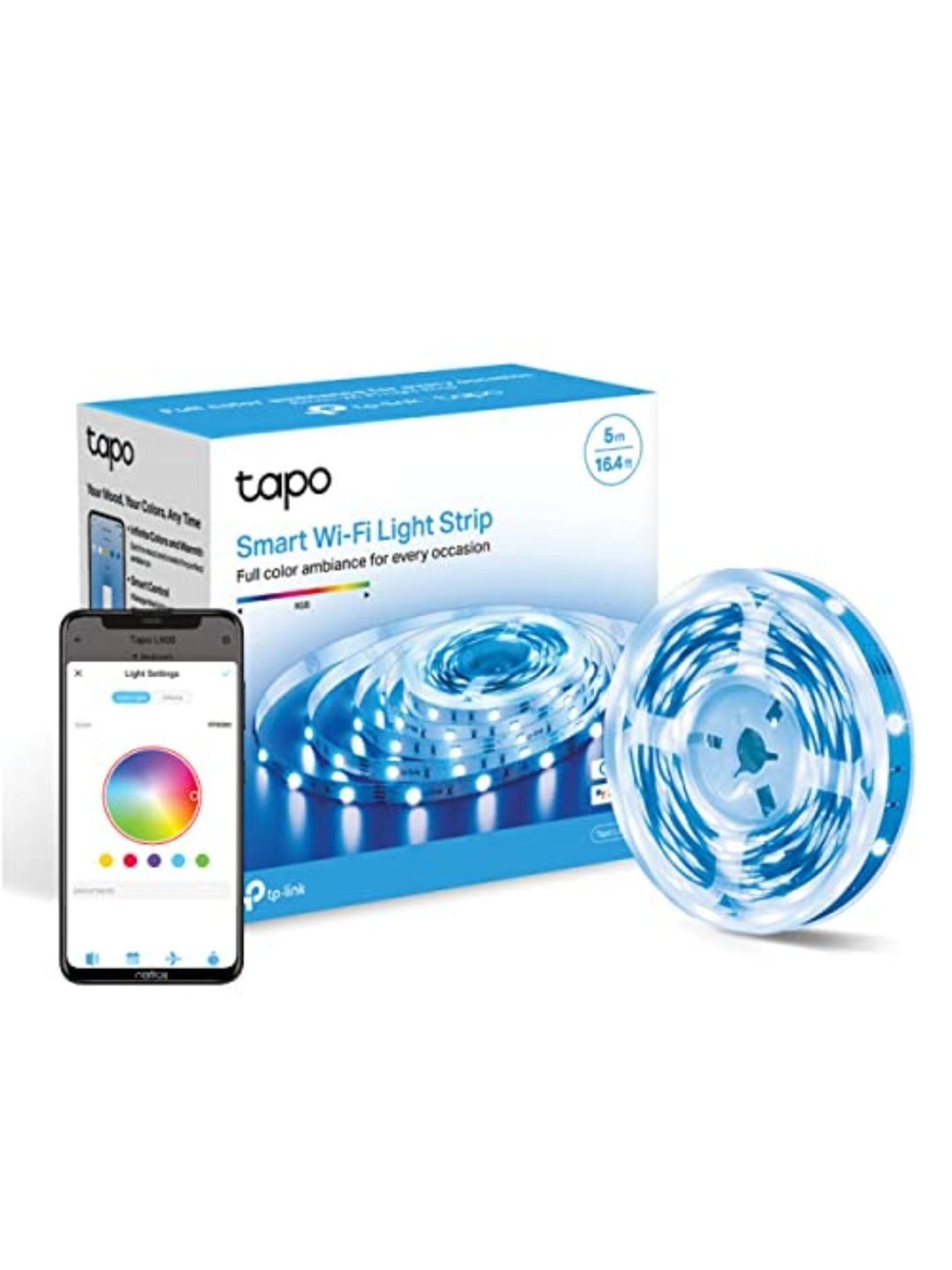 TP-Link Tapo L900-5 Smart LED Light Strip, 16million RGB Colors, Sync-to-Sound (16.4ft, Multicolor)