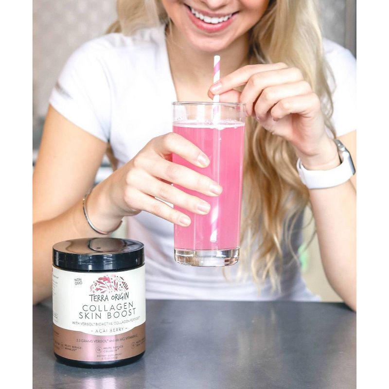 Terra Origin Collagen Skin Boost Powder W/ Verisol Bioactive Collagen Peptides Acai Berry - 6.35oz