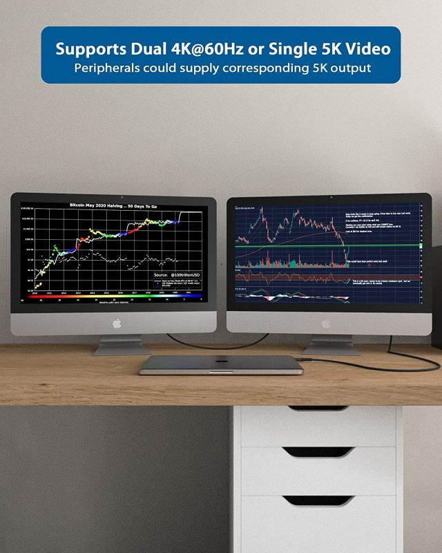 USB4 Cable Compatible for Thunderbolt 3 4Ft/40Gbps/5K/100W Maxonar USB4 Cable 20V/5A Supports Single 5K 60hz or 2X 4K 60hz Monitor External SSD eGpu (External Gpu) USB-C Docking Station (1.2M)