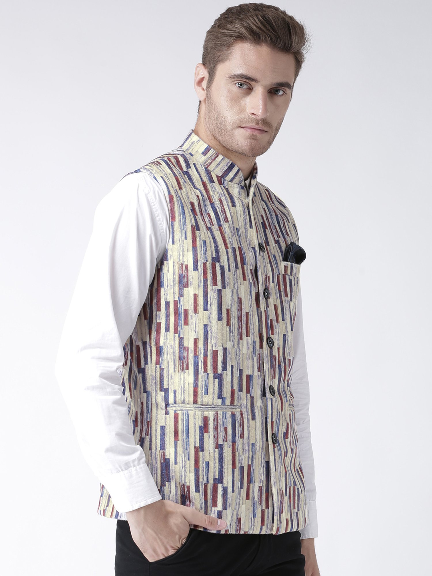 Hangup Plus Multicolor Regular Fit Printed Nehru Jacket
