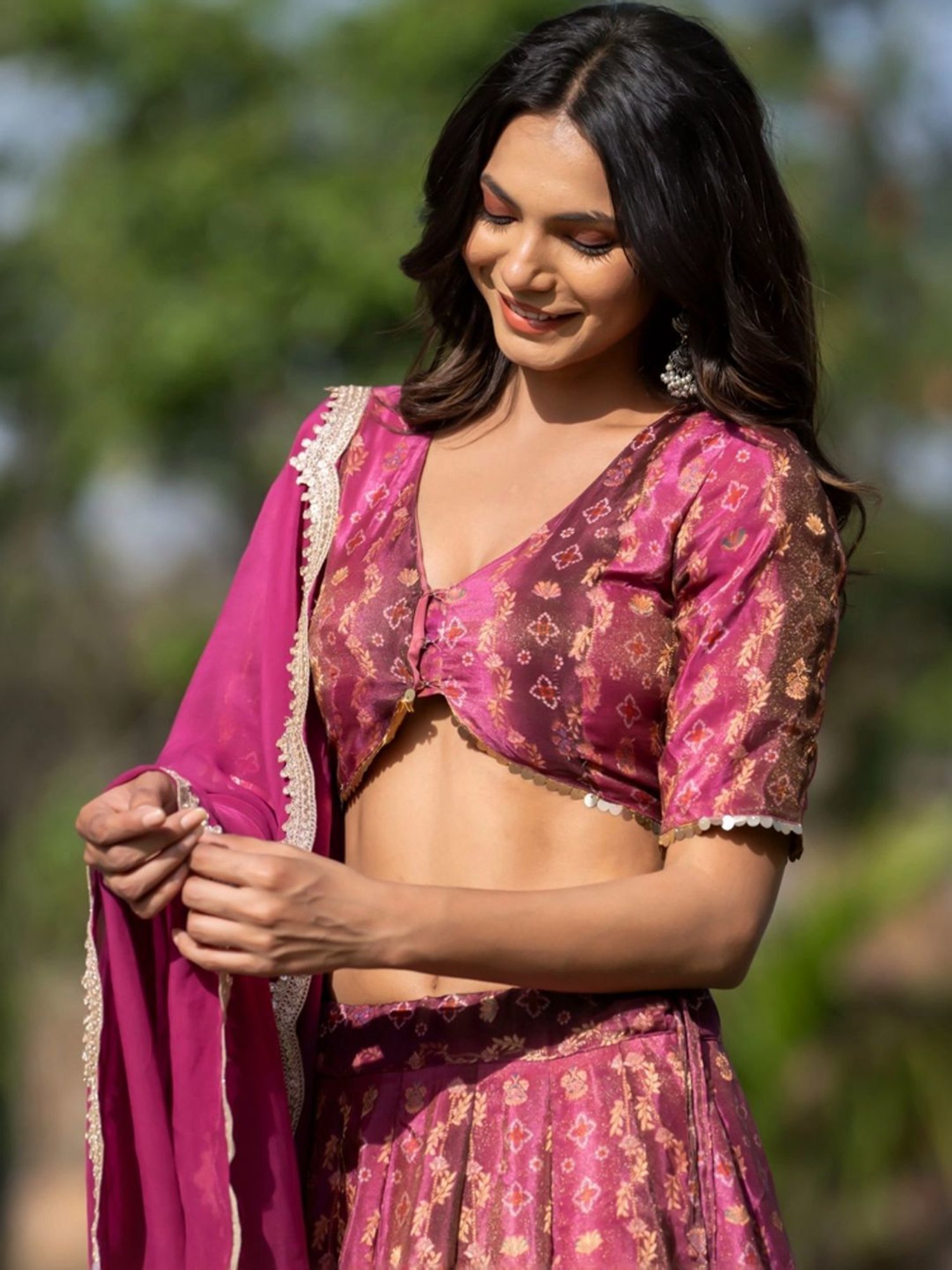 HOUSE OF JAMOTI Purple Printed Lehenga Choli Set With Dupatta